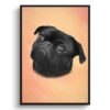 Peach Custom Classic Dog Portrait Painting - Framed & Un-framed Pet print from photo 1 classic pet portraits dog peach print front view white