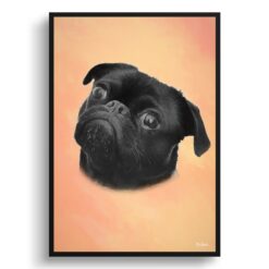 Peach Custom Classic Dog Portrait Painting -  Framed & Un-framed Pet print from photo