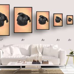 classic pet portraits dog peach print size comparison