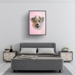 Pink Custom Classic Dog Portrait Painting - Framed & Un-framed Pet print from photo 19 classic pet portraits dog pink print bedroom