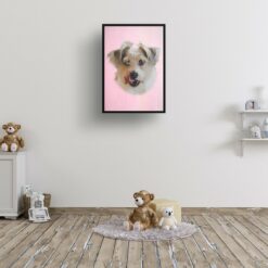 Pink Custom Classic Dog Portrait Painting - Framed & Un-framed Pet print from photo 16 classic pet portraits dog pink print kids room
