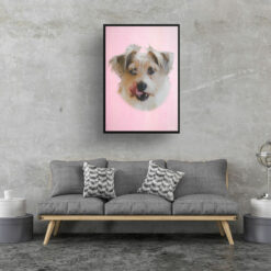 Pink Custom Classic Dog Portrait Painting - Framed & Un-framed Pet print from photo 15 classic pet portraits dog pink print living room
