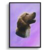Purple Custom Classic Dog Portrait Painting - Framed & Un-framed Pet print from photo 1 classic pet portraits dog purple print front view white