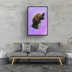 Purple Custom Classic Dog Portrait Painting - Framed & Un-framed Pet print from photo 14 classic pet portraits dog purple print living room
