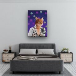 Elvis Style Cat Portrait -  Legendary Icons pet portrait on canvas from photo - Image 2