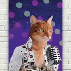 Elvis Style Cat Portrait -  Legendary Icons pet portrait on canvas from photo - Image 6