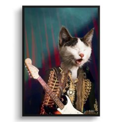 music icons hendrix cat print front view white