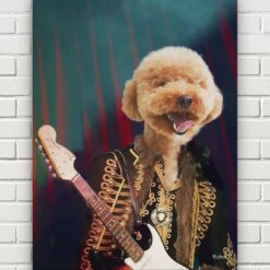 music icons hendrix dog front view white bricks