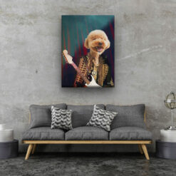 music icons hendrix dog living room
