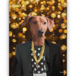 Jay-Z Style Dog Portrait -  Legendary Icons pet portrait on canvas from photo