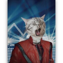 Michael Jackson Style Cat Portrait -  Legendary Icons pet portrait on canvas from photo