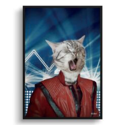 Michael Jackson Custom Cat Portrait Painting -  Framed & Un-framed Pet print from photo