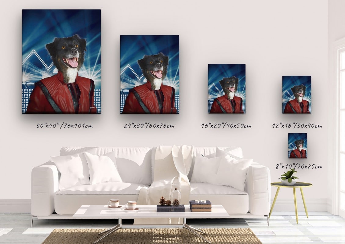 music icons michael jackson dog canvas size comparison