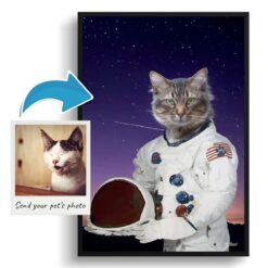 Astronaut Custom Cat Portrait Painting - Framed & Un-framed Pet print from photo 18 photo to astronaut print cat portrait