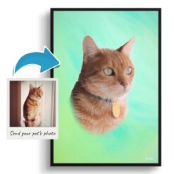 Lagoon Custom Classic Cat Portrait Painting - Framed & Un-framed Pet print from photo 12 photo to classic cat portrait print lagoon