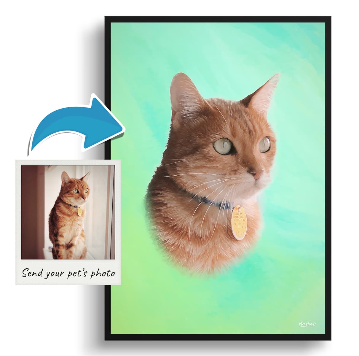 Lagoon Custom Classic Cat Portrait Painting - Framed & Un-framed Pet print from photo 4 Lagoon Custom Classic Cat Portrait Painting - Framed & Un-framed Pet print from photo - Image 2