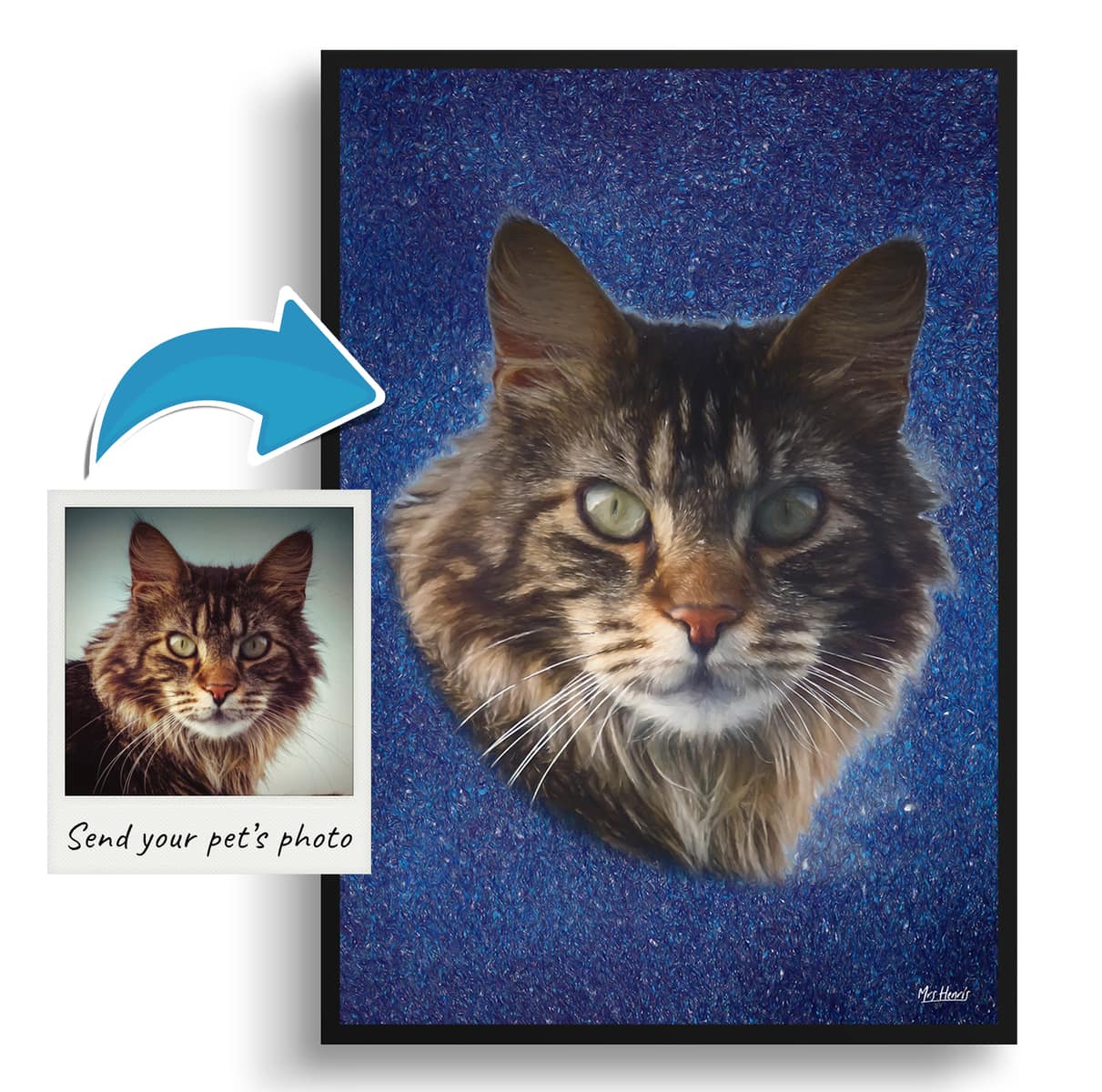 Night Sky Custom Classic Cat Portrait Painting - Framed & Un-framed Pet print from photo 4 Night Sky Custom Classic Cat Portrait Painting - Framed & Un-framed Pet print from photo - Image 2