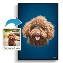 Dark Blue Custom Classic Dog Portrait Painting - Framed & Un-framed Pet print from photo 18 photo to classic dog portrait print dark blue