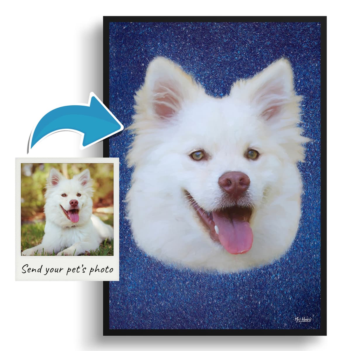 Night Sky Custom Classic Dog Portrait Painting - Framed & Un-framed Pet print from photo 4 Night Sky Custom Classic Dog Portrait Painting - Framed & Un-framed Pet print from photo - Image 2