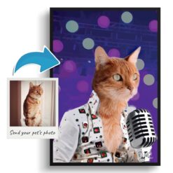 Elvis Custom Cat Portrait Painting - Framed & Un-framed Pet print from photo 18 photo to elvis print cat portrait