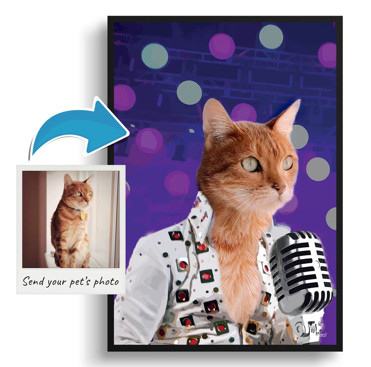 Elvis Custom Cat Portrait Painting - Framed & Un-framed Pet print from photo 10 Elvis Custom Cat Portrait Painting - Framed & Un-framed Pet print from photo - Image 9