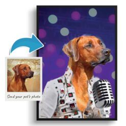 Elvis Custom Dog Portrait Painting - Framed & Un-framed Pet print from photo 18 photo to elvis print dog portrait