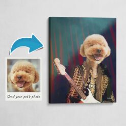 Hendrix Style Dog Portrait - Legendary Icons pet portrait on canvas from photo 14 photo to hendrix canvas dog portrait