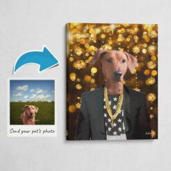 Jay-Z Style Dog Portrait - Legendary Icons pet portrait on canvas from photo 14 photo to jay z canvas dog portrait