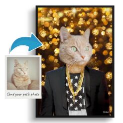 Jay-Z Custom Cat Portrait Painting - Framed & Un-framed Pet print from photo 19 photo to jay z print cat portrait