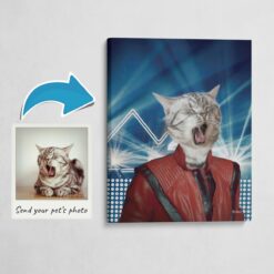 Michael Jackson Style Cat Portrait - Legendary Icons pet portrait on canvas from photo 14 photo to michael jackson canvas cat portrait