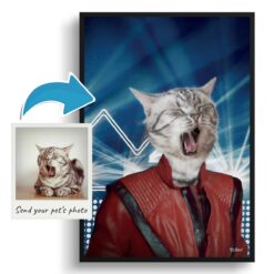 Michael Jackson Custom Cat Portrait Painting - Framed & Un-framed Pet print from photo 19 photo to michael jackson print cat portrait