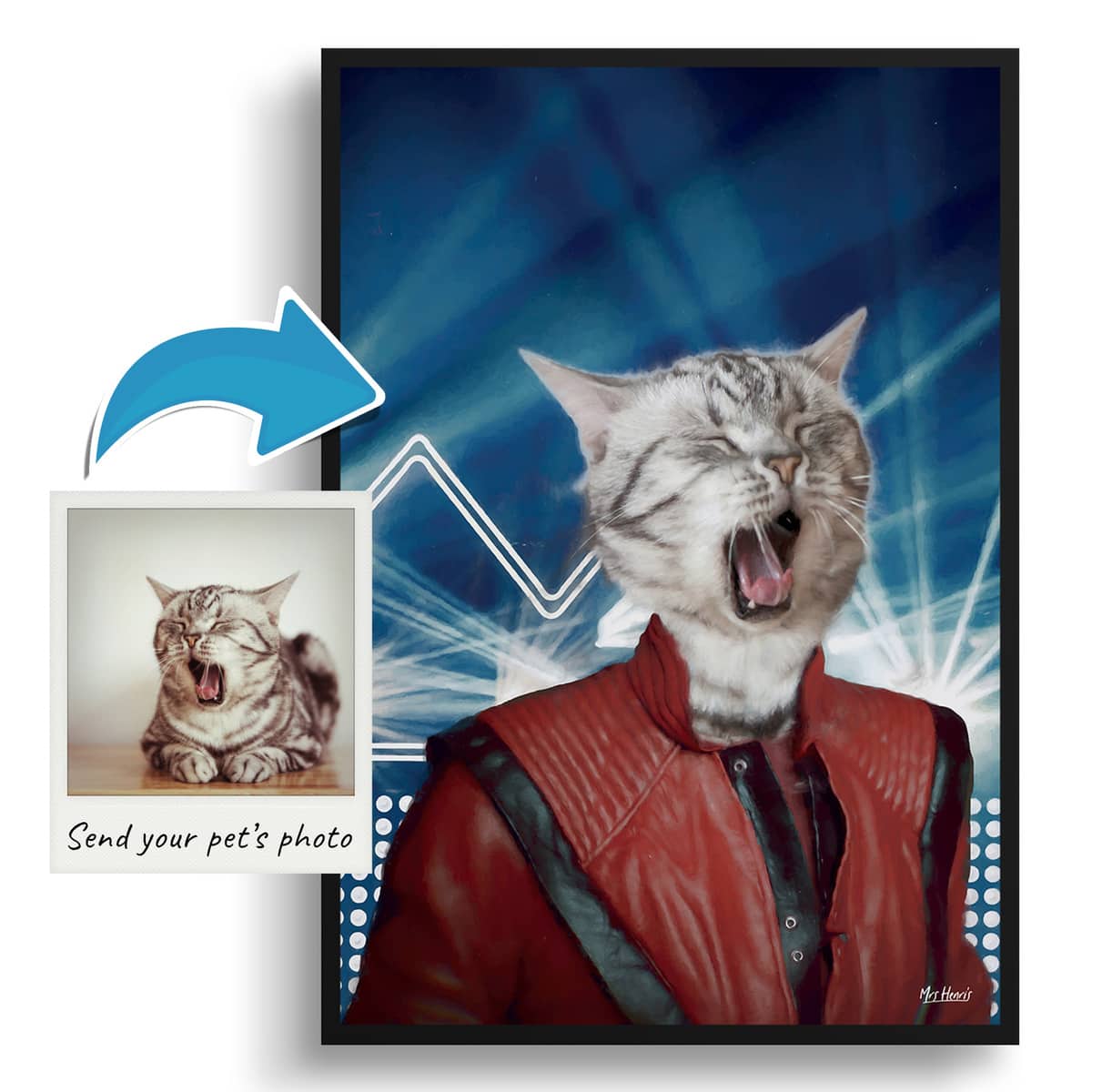 Michael Jackson Custom Cat Portrait Painting - Framed & Un-framed Pet print from photo 11 Michael Jackson Custom Cat Portrait Painting - Framed & Un-framed Pet print from photo - Image 9
