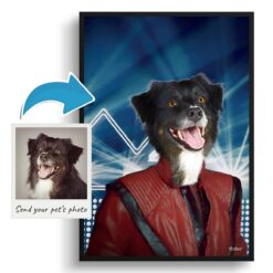 Michael Jackson Custom Dog Portrait Painting - Framed & Un-framed Pet print from photo 19 photo to michael jackson print dog portrait
