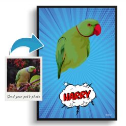 Blue blast Custom Pop Art Style Bird Portrait - Framed & Un-framed Pet illustration print from photo 11 photo to pop art bird portrait print blue blast