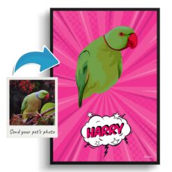 photo to pop art bird portrait print pink splash