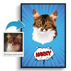 photo to pop art cat portrait print blue blast