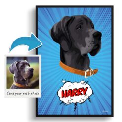 photo to pop art dog portrait print blue blast