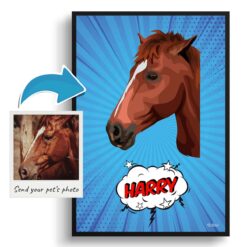 photo to pop art horse portrait print blue blast