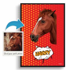 Dash Custom Pop Art Style Horse Portrait - Framed & Un-framed Pet illustration print from photo 12 photo to pop art horse portrait print dash