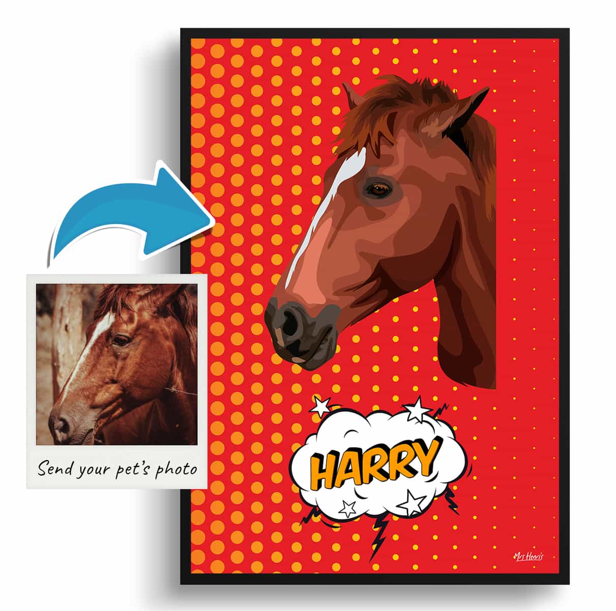 Dash Custom Pop Art Style Horse Portrait - Framed & Un-framed Pet illustration print from photo 4 Dash Custom Pop Art Style Horse Portrait - Framed & Un-framed Pet illustration print from photo - Image 2