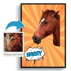 photo to pop art horse portrait print orange blast