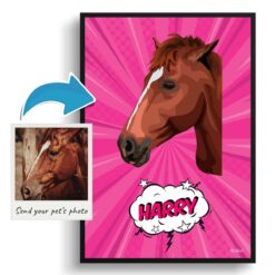 photo to pop art horse portrait print pink splash