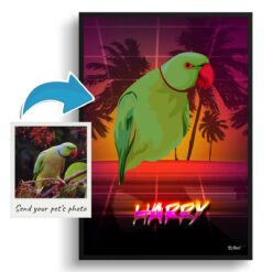 California Custom Retro Arcade Style Bird Portrait - Framed & Un-framed Pet illustration print from photo 11 photo to retro arcade pet portrait bird portrait print california
