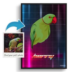 Hyperspeed Custom Retro Arcade Style Bird Portrait - Framed & Un-framed Pet illustration print from photo 12 photo to retro arcade pet portrait bird portrait print hyperspeed