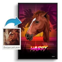 photo to retro arcade pet portrait horse portrait print california