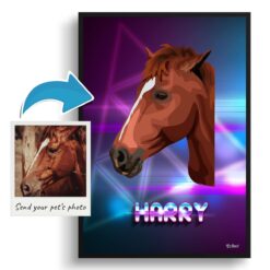 photo to retro arcade pet portrait horse portrait print fever
