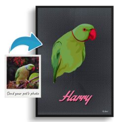 Bubblegum Custom Mid Century Retro Bird Portrait - Framed & Un-framed Pet illustration print from photo 11 photo to retro bird portrait print bubblegum