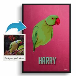 photo to retro bird portrait print vintage teal