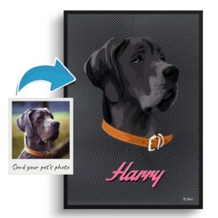 Bubblegum Custom Mid Century Retro Dog Portrait - Framed & Un-framed Pet illustration print from photo 11 photo to retro dog portrait print bubblegum