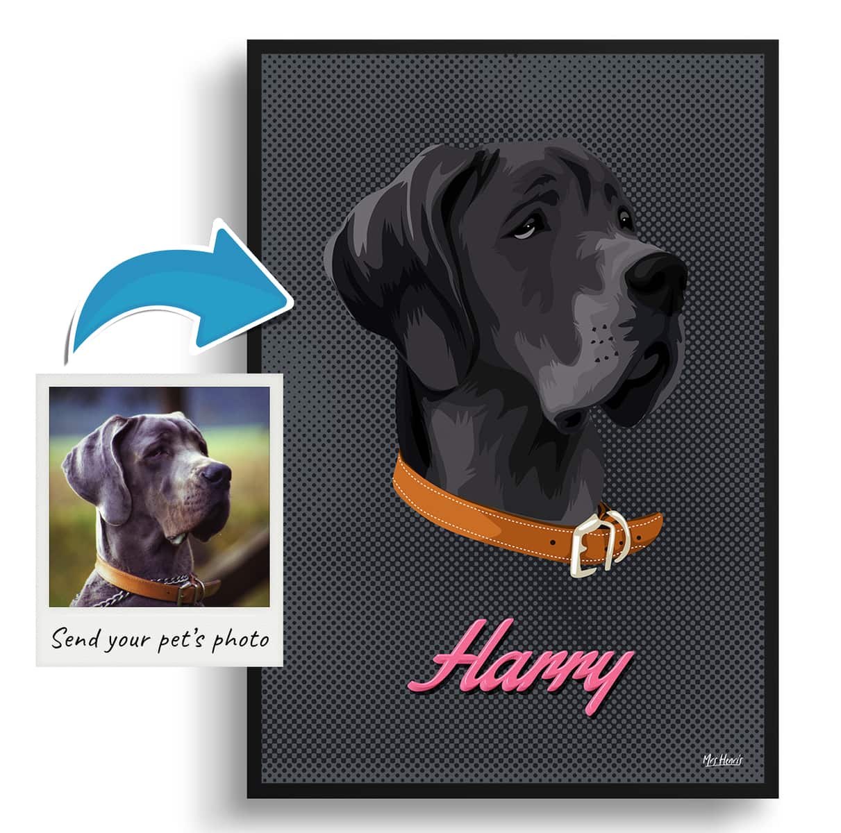 Bubblegum Custom Mid Century Retro Dog Portrait - Framed & Un-framed Pet illustration print from photo 3 Bubblegum Custom Mid Century Retro Dog Portrait - Framed & Un-framed Pet illustration print from photo - Image 2